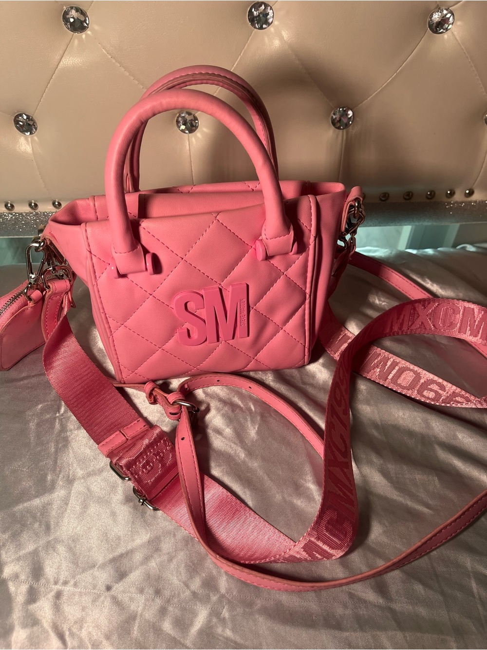 Steve Madden Quilted Mini Satchel in Pink